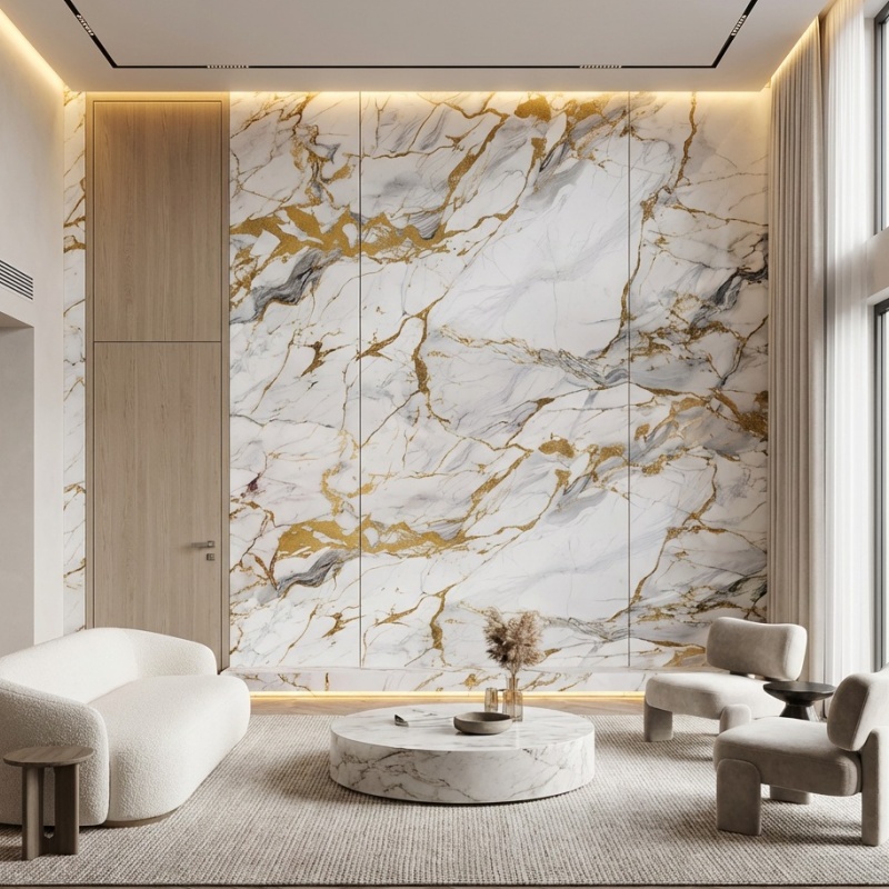 1220 2440mm Design White Marble Slab Background 3mm UV Board PVC Marble Sheet Decorative Plastic Wall Panels