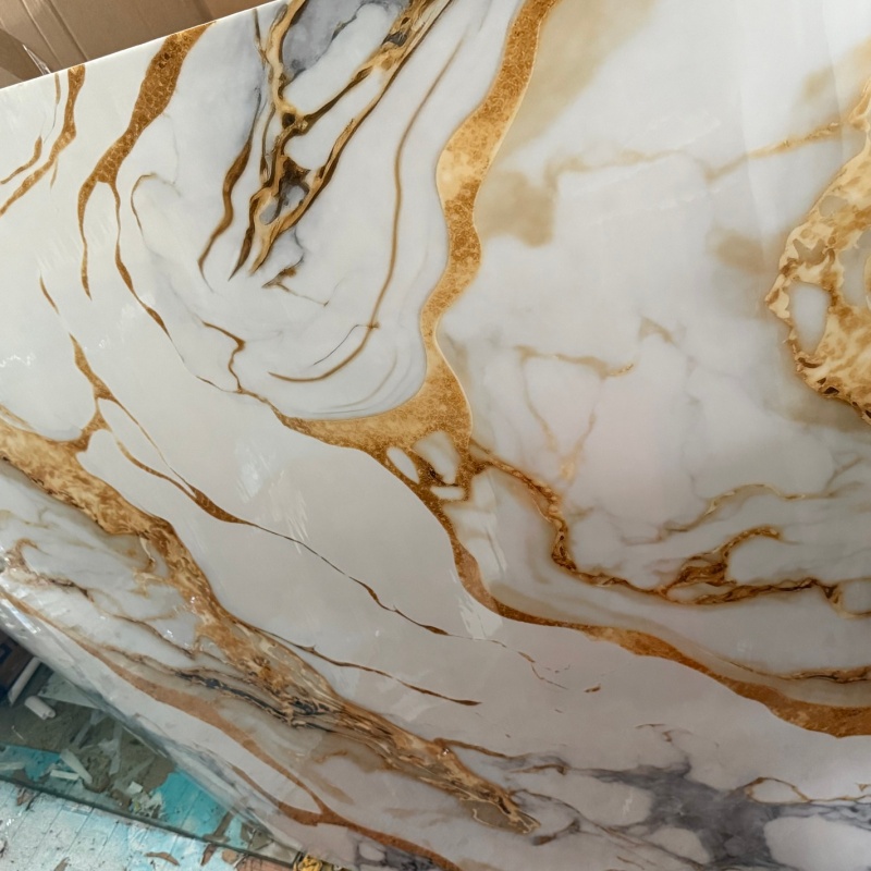 1220 2440mm Design White Marble Slab Background 3mm UV Board PVC Marble Sheet Decorative Plastic Wall Panels