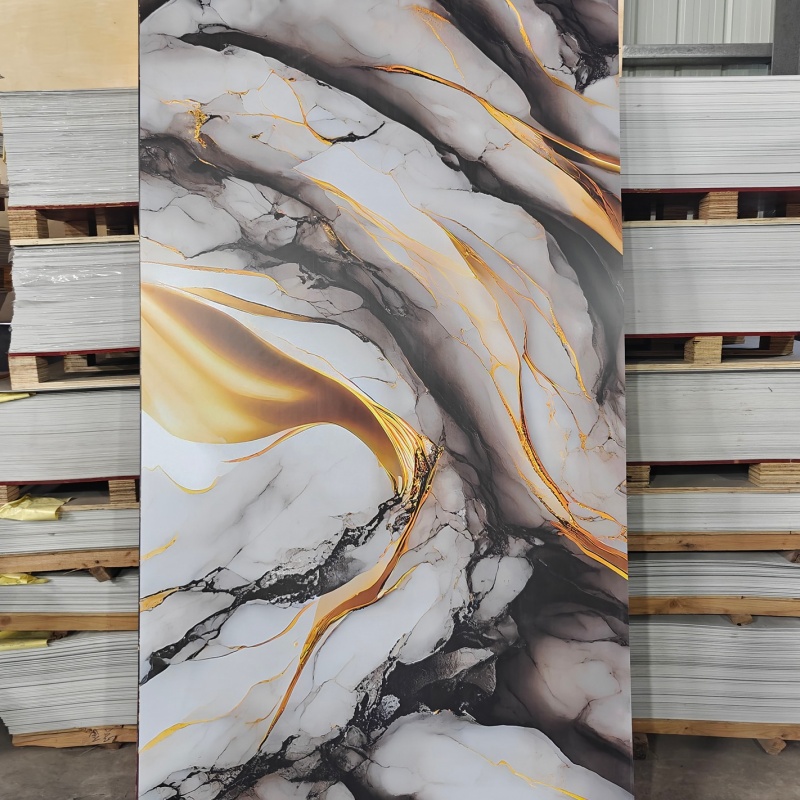 Complete Grain 1220mm*2440mm UV Board PVC Marble Sheet Decorative Plastic Wall Panels