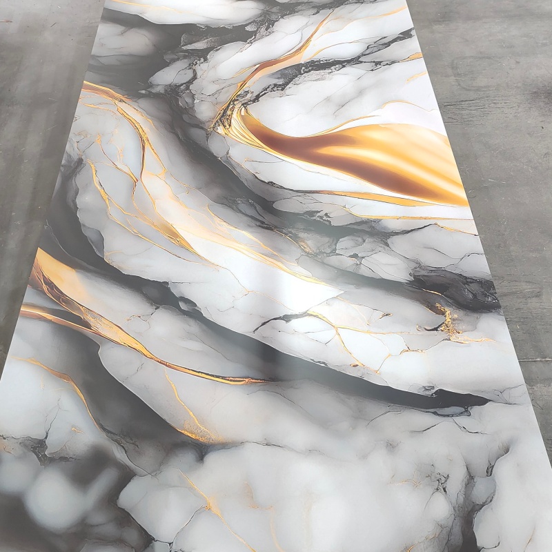 Complete Grain 1220mm*2440mm UV Board PVC Marble Sheet Decorative Plastic Wall Panels